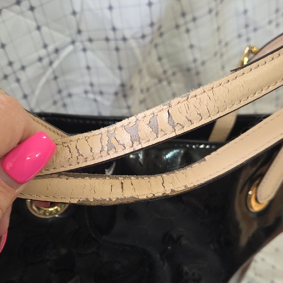 Michael Kors Black Patent Leather Tote with Gold Accents - Picture 6 of 16